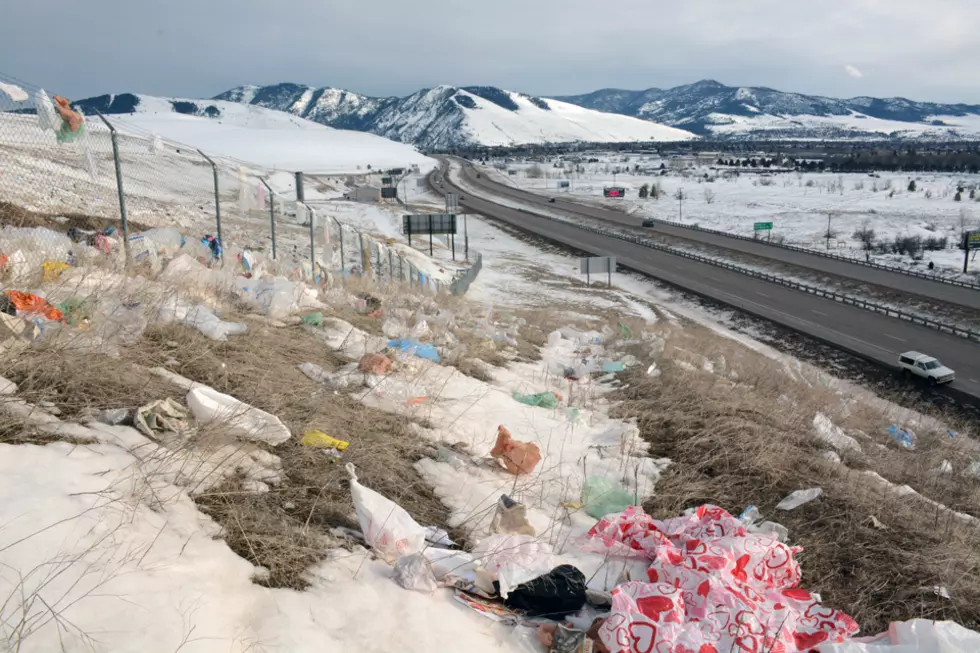 Plastic throwaways escape Missoula landfill, littering hillsides above I-90