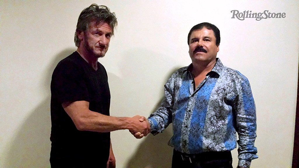 Actor Sean Penn (L) shakes hands with Mexican drug lord Joaquin &quot;Chapo&quot; Guzman in Mexico, in this undated Rolling Stone handout photo obtained by Reuters on January 10, 2016. REUTERS/Rolling Stone/Handout via Reuters