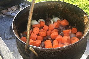 A traditional potjie is made with tough cuts of meat, then layered with hard vegetables. Credit: Copyright 2016 Ilana Sharlin Stone