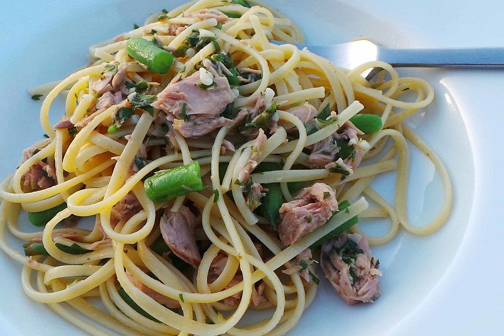 Linguine With Tuna and Green Beans. Credit: Copyright 2016 Clifford A. Wright