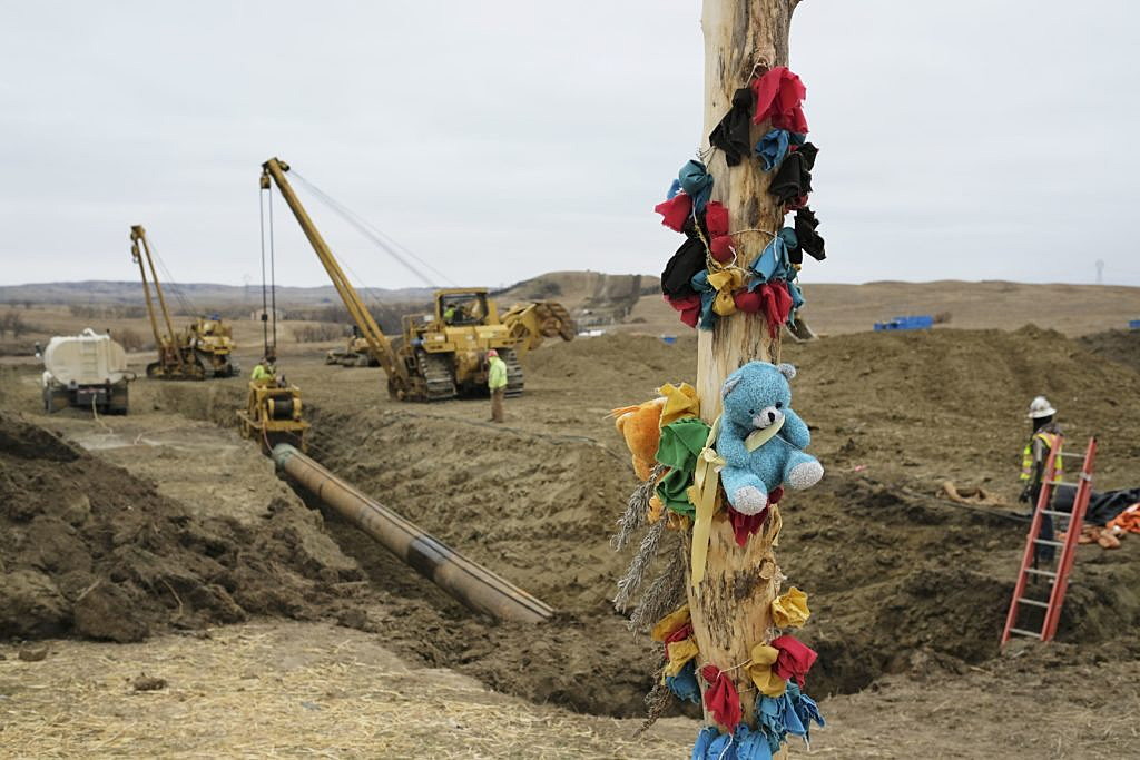 A log adorned with colorful decorations remains at a Dakota Access Pipeline protest encampment as construction work continues on the pipeline near the town of Cannon Ball, North Dakota, U.S., October 30, 2016. REUTERS/Josh Morgan