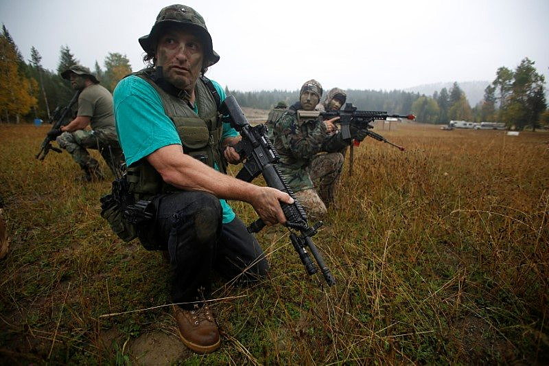 Members of the Oath Keepers and general public participate in a tactical training session in northern Idaho, U.S. October 1, 2016. REUTERS/Jim Urquhart             SEARCH &quot;JIM OATH&quot; FOR THIS STORY. SEARCH &quot;WIDER IMAGE&quot; FOR ALL STORIES.